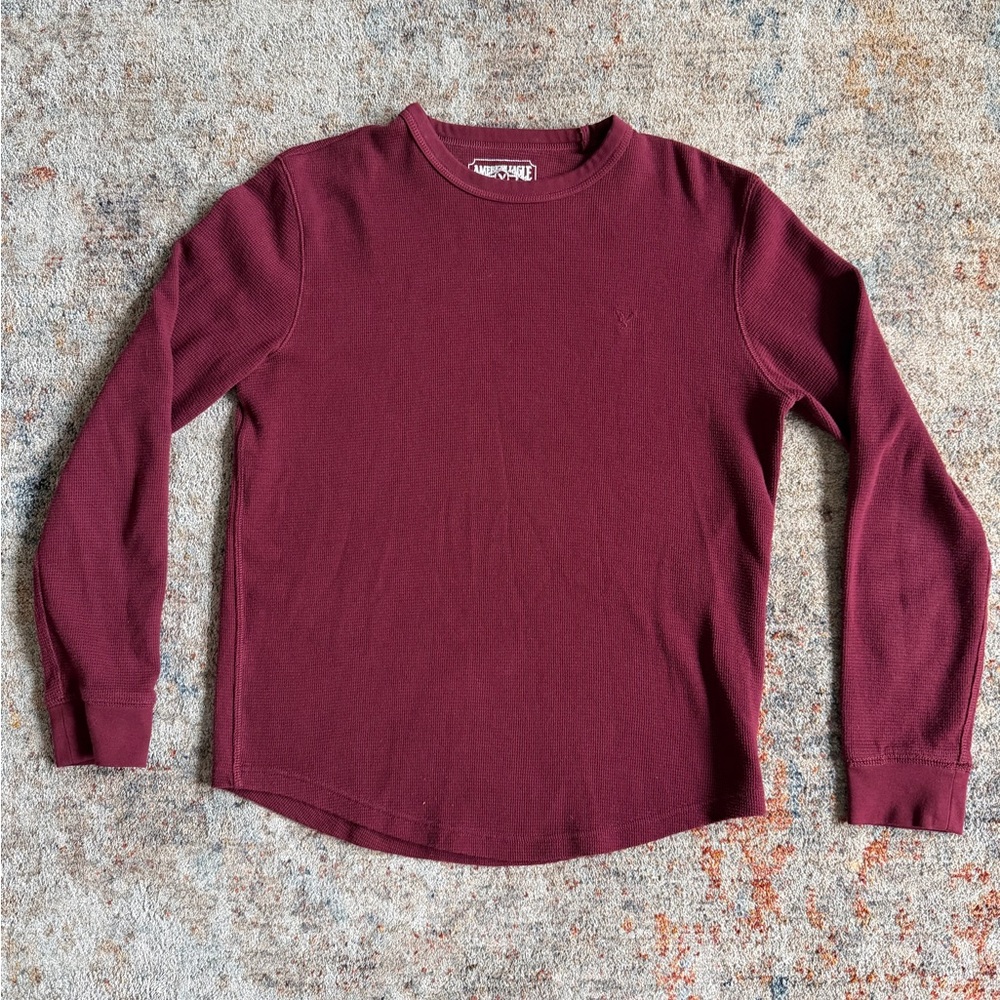American Eagle Outfitters Burgundy Long Sleeve Shirt